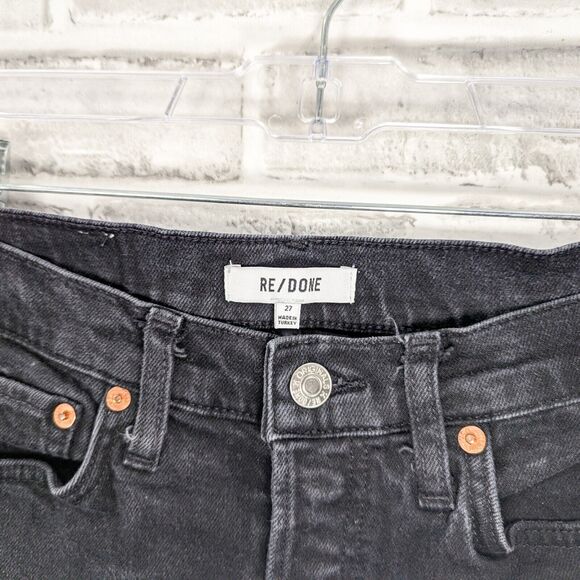 RE/DONE Women's High Rise Raw Ankle crop Denim Jeans washed black sz 27 - Picture 12 of 12